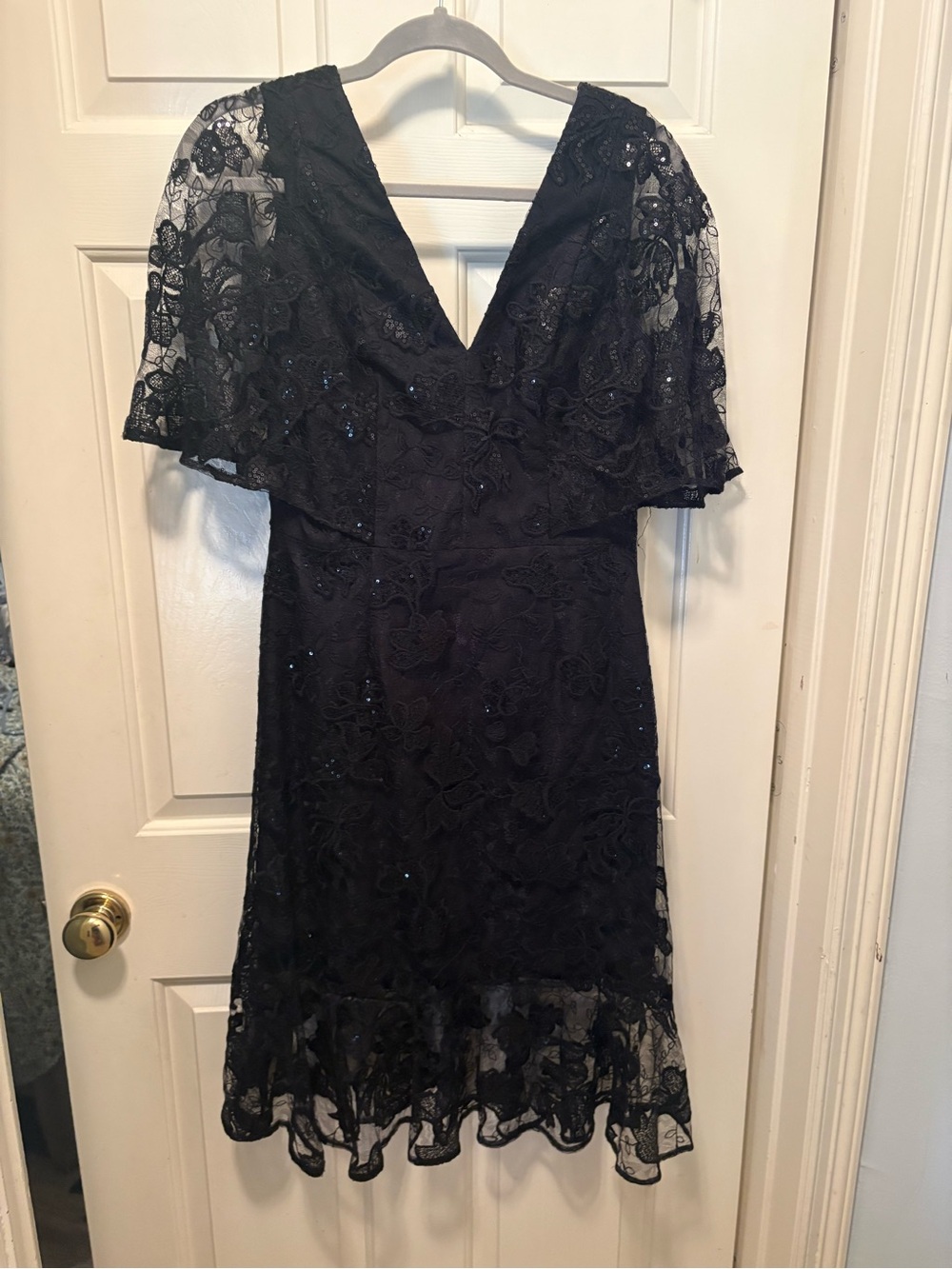Dress the Population Roseanna Black Sequin Lace Midi Dress M NWT